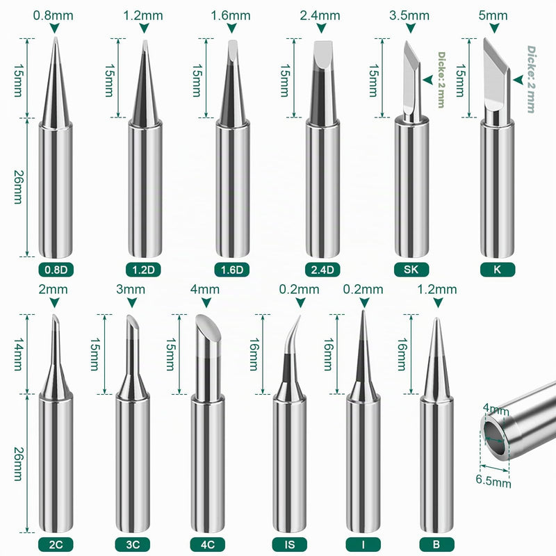 LPZMPZ Soldering Iron Set, 900 m Soldering Tips, Soldering Iron Tips, Lead-Free Soldering Tip, Compatible with Hakko, Yihua, Atten & More, for Soldering Station, Welding, Soldering etc. (Silver) (900M-T) 900M-T