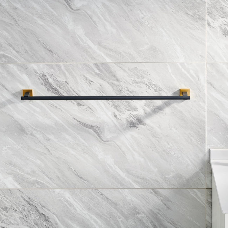 Miyili Bath Towel Bar 30-Inch Stainless Steel Hand Towel Rack for Bathroom Wall Mount Black & Gold, A02BG75A