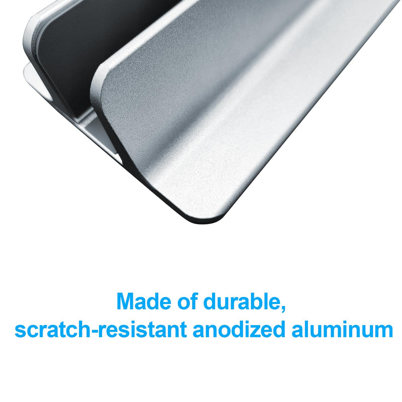 Vertical Laptop Stand Holder, Desktop Aluminum Notebook Stand with Adjustable Dock Size(Up to 17.3 inch) Compatible with All Lenovo/MacBook Pro/Air Dell Hp Surface iPad Gaming Laptops(Silver) Silver