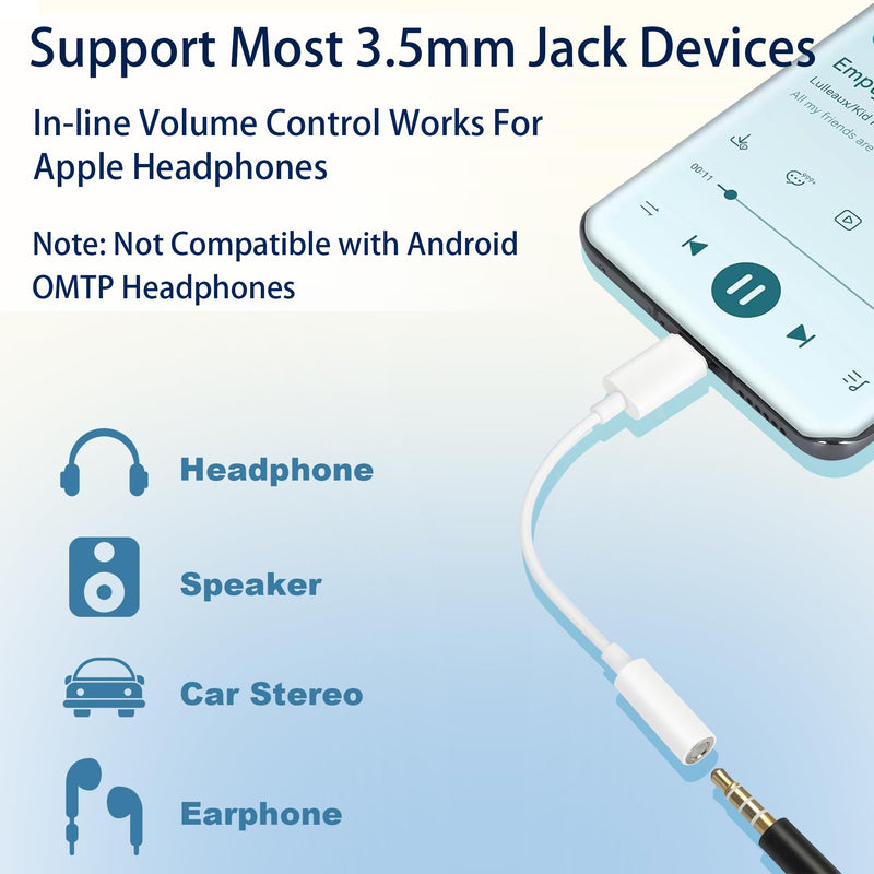 USB-C to 3.5 mm Headphone Jack Adapter, 3 Pack USB C to Aux Audio Dongle Cable Cord Compatible with iPhone 15 Series, iPad Pro, Galaxy S23/S22 Ultra Headphone Adapter