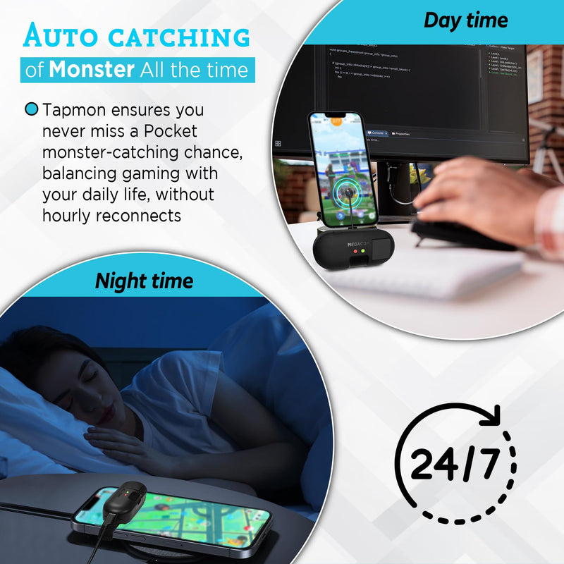 megacom Tapmon - Auto Reconnect & Tapper compatible for PoGo Plus+, Auto catcher and DuoMon - Pocket Monster Uninterrupted Catching - iPhone X/11/12/13/14/15
