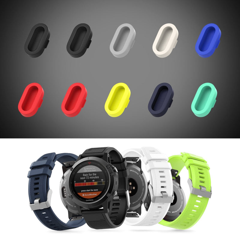 MoKo Dust Plug Compatible with Garmin Fenix 7/7S/7X/ 5/5S/5X/6/6S/6X/6 Pro/6S Pro/6X Pro/Forerunner 935/Vivoactive 4/Venu,10 Pack Silicone Charger Port Protector Anti Dust Plugs Caps, Multi Colors A