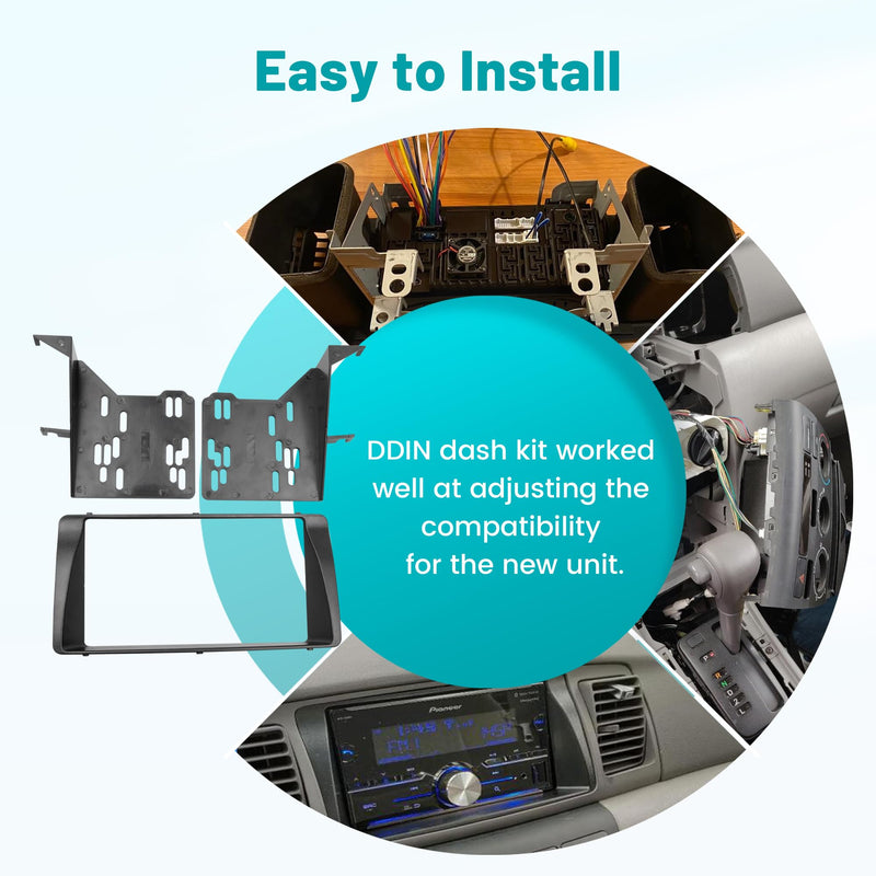 Double DIN Aftermarket Radio Installation Dash Kit for 2003-2008 Toyota Corolla Radio Dash Stereo Mounting Installation Trim Bezel Bracket Kits
