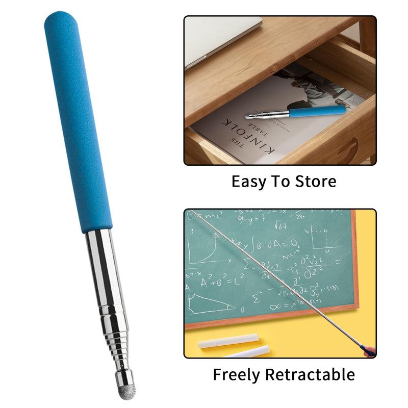 Wesoke 4 Pcs Telescopic Teachers Pointer Stick Extendable Hand Presenter Pointer Sticks with Touch Screen, Retractable Handheld Classroom Whiteboard Pointer Stick for Presentations, Teaching, Office