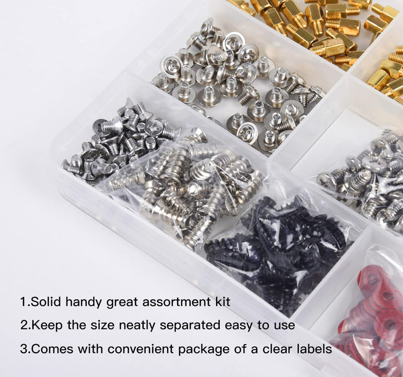 502PC Computer Motherboard Screws Kit, Motherboard Standoffs Screws for Universal HDD Hard Drive, SSD, PC Case, PC Fan, Power Supply, Graphics, CD-ROM, ATX Case, for DIY PC Installation & Repair 502PCS
