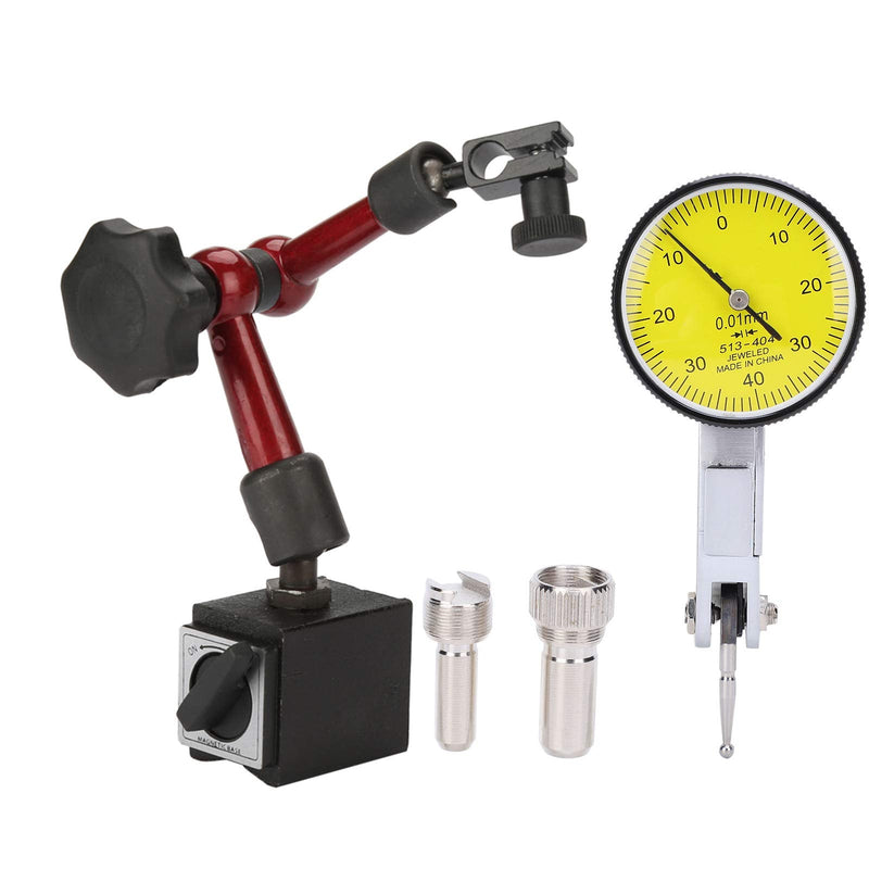 Dial Indicator with Magnetic Holder 0~0.8mm Magnetic Measuring Stand with Dial Indicator Metal Flexible Strong Magnetic Stand Base Holder + Lever Dial Indicator Display Shockproof