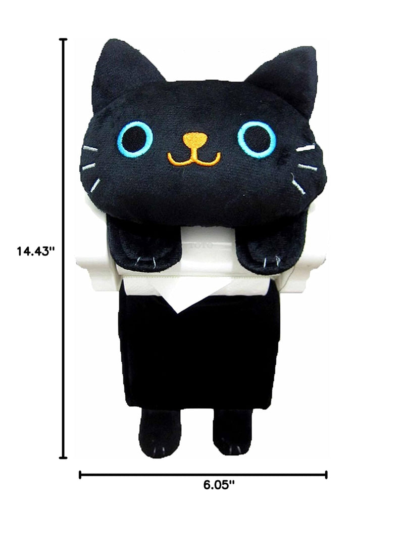 Meiho ME339 Cute Animal Toilet Paper Holder Cat Black サイズ:W15.5×D5.5×H37cm