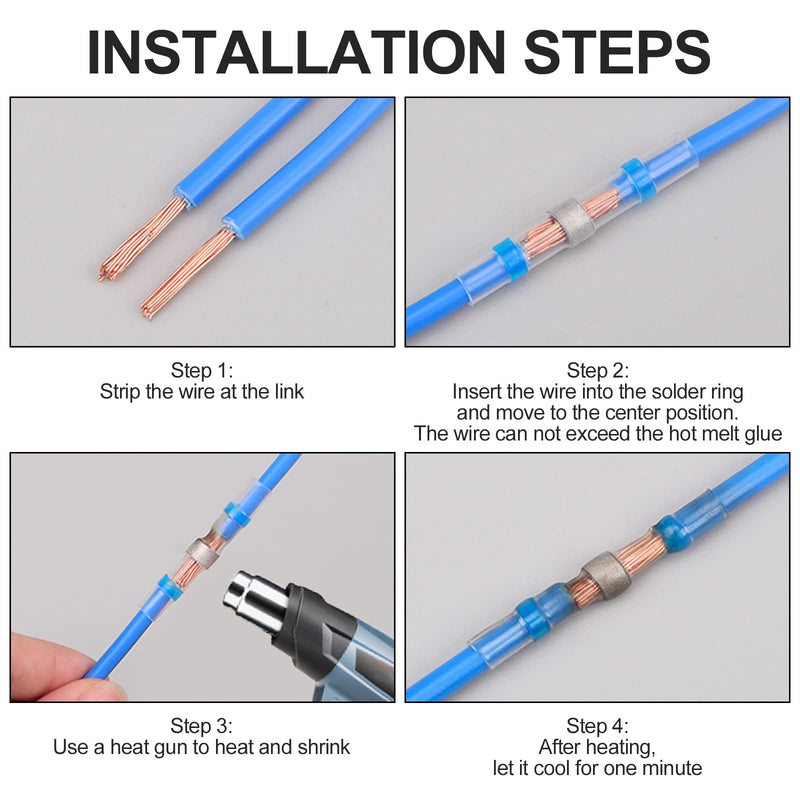 Newaner Pack of 120 Cable Connectors, Waterproof, Insulated, 4 Sizes, 26-10AWG Solder Connectors with Shrink Tubing, Crimp/Shock/Shrink Connector for Electronics Industry, Shrink Ratio 3:1