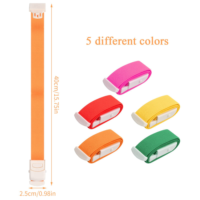5 Colours Medical Nurse Tourniquet, Professional Storage Tube, Blood Drawing, Adjustable Tourniquet Buckle, Tourniquet Bands with Buckle, Vein Congestion for Vein Blood Removal Trauma First Aid Outdoor