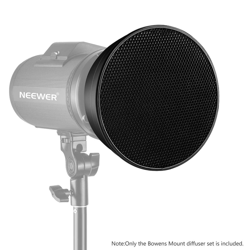 Neewer Standard Reflector 7 inches/18 Centimeters Soft Diffuser with 20/40/60 Degree Honeycomb Grid for Bowens Mount Studio Flash Strobe Light Monolight 20/40/60 Degree+diffuser