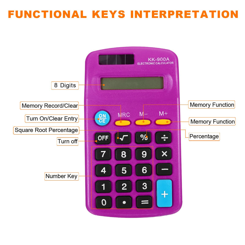 PATIKIL Basic Calculator, 2 Pack 8 Digit LCD Display Calculator 4 Function Small Desktop Calculator Battery Powered Handheld Calculator for Home Office, Purple