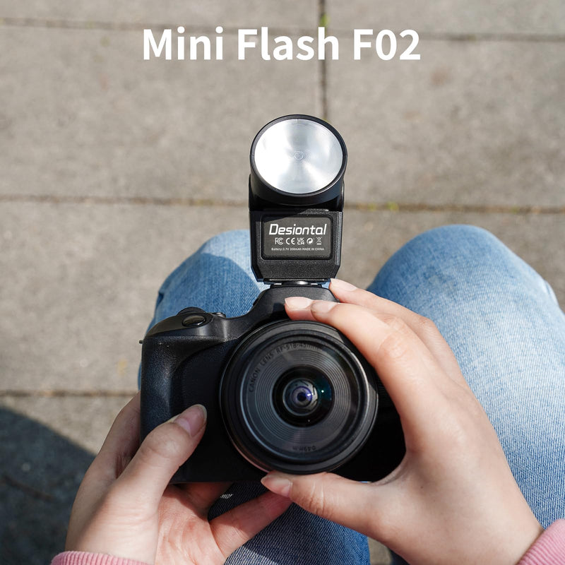 Mini Flash Speedlite, Desiontal GN8 6200K Camera Flash Light for Sony Nikon Olympus Canon Fuiifilm PentaX Hot Shoe Interface Camera, 4 Power Level 300mAh Battery 11/250S Flash Rate (Black) Black