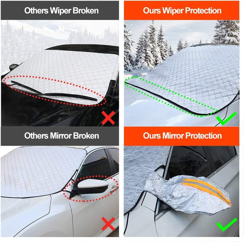 Windshield Snow Cover, Car Windshield Cover for Ice and Snow, Automotive Magnetic Windshield Frost Cover with Side Mirror Cover Protector in Winter, Suitable for Most Vehicle, Car, SUV