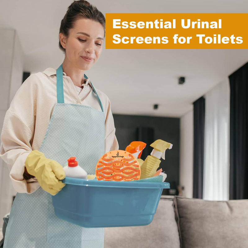 Urinal Screen Deodorizer, Fresh Scented Urinal Screen With Easy Fit & Multiple use (Orange, 10 Pack) Orange Pack of 10