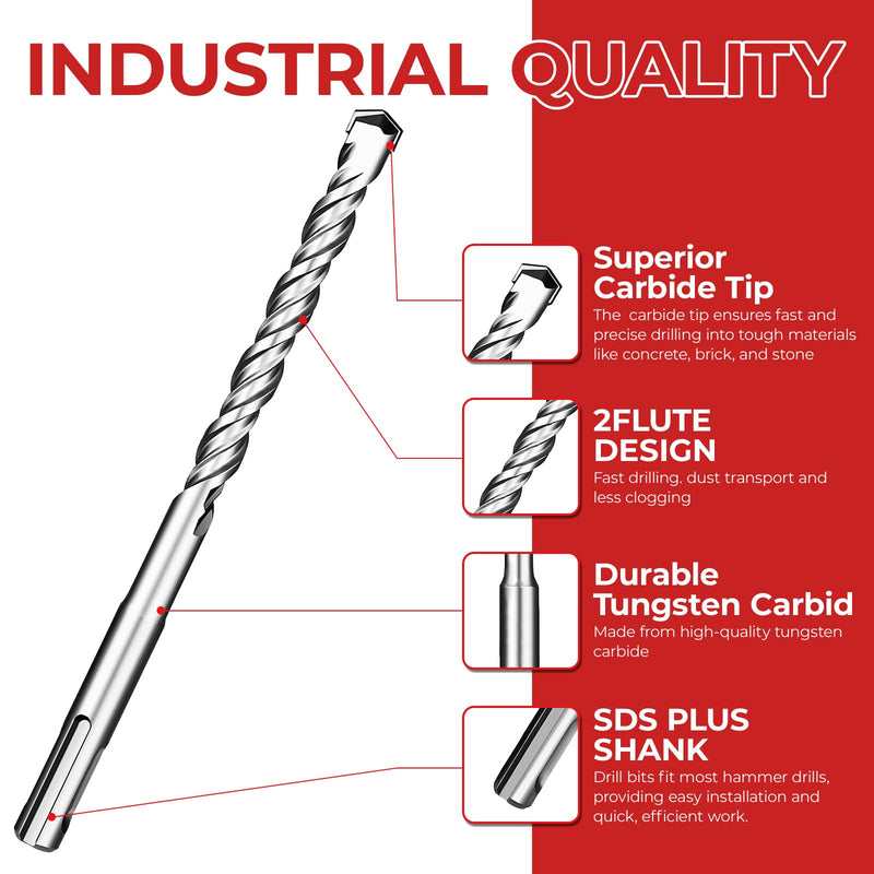 SDS Plus Rotary Hammer Drill Bit 1/2" x 39" Concrete Masonry Drill Bits for Brick, Cement & Stone - Durable Alloy Tip, Fast Drilling 1/2" x 39" Length :39 inch