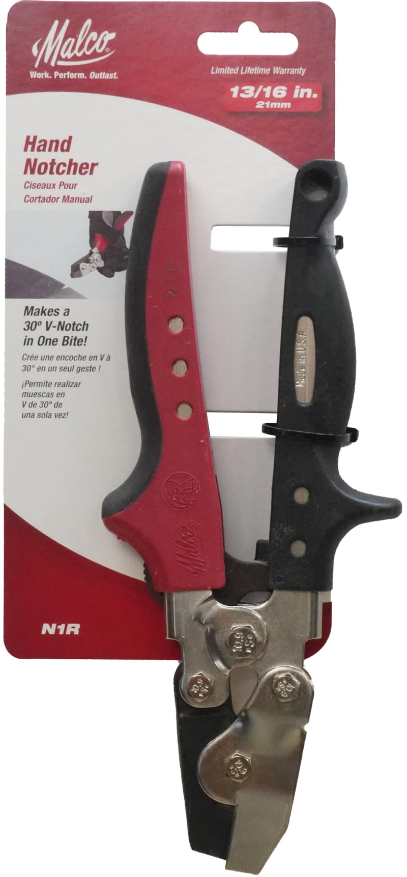 Malco Hand Notcher, 30 Degrees V-Notch, 8 in, Steel N1R - 1 Each