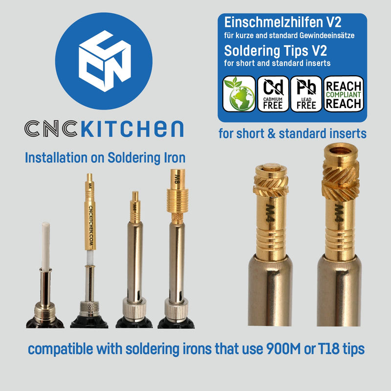 CNC KITCHEN Original melting aids for e.g. Hakko FX-888 and others (standard 900M or T18), M2-M8, lead and cadmium FREE 900M, T18