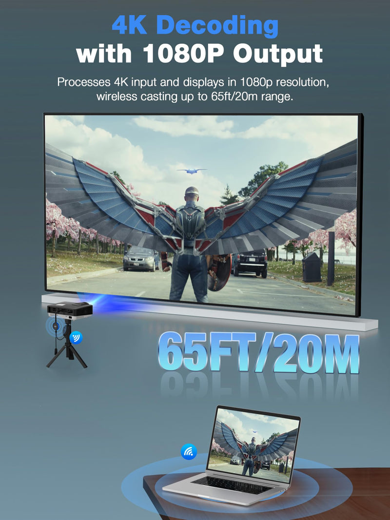 AIMIBO 4K Wireless Display Adapter 5G - Truly Plug & Play HDMI Wireless Dongle, Casting Video from Android iOS Windows MacOS Tablet Laptop to TV Monitor Projector, Support Airplay DLNA Miracast Blue 1RX