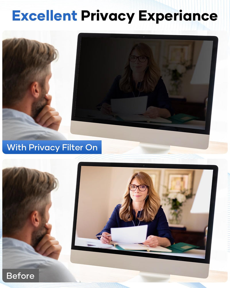 [2 Pack] 22 Inch Computer Privacy Screen for 16:9 Aspect Ratio Widescreen Monitor, Eye Protection Anti-Glare Blue Light Computer Privacy Filter, Detachable Scratchproof 22 Inch (Diagonal) - 16:9 Aspect Ratio