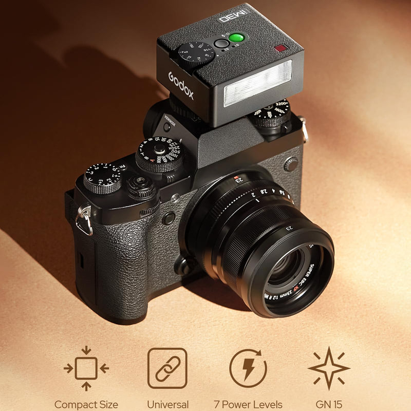 iM30 Mini Flash - Conpact & Portable Camera Flash GN 15, 7 Power Levels, Manual Flash for Canon/Sony zv1/Sony zve10/Nikon/Fuji-230 Full-Power Flashes/6500K±200K/3.6S Recycle