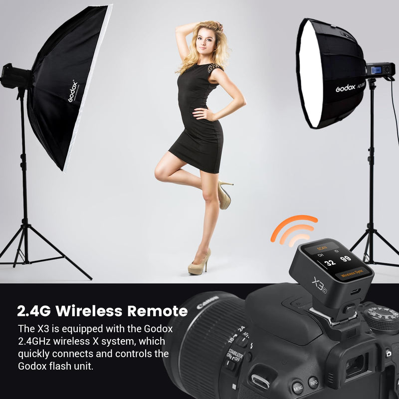 Godox X3C X3-C TTL Wireless Flash Trigger for Canon Camera, 2.4G Wireless Touchscreen Flash Transmitter, Support TTL Auto/Manual/Multi Flash, Built-in Lithium Battery, High-Definit OLED Screen