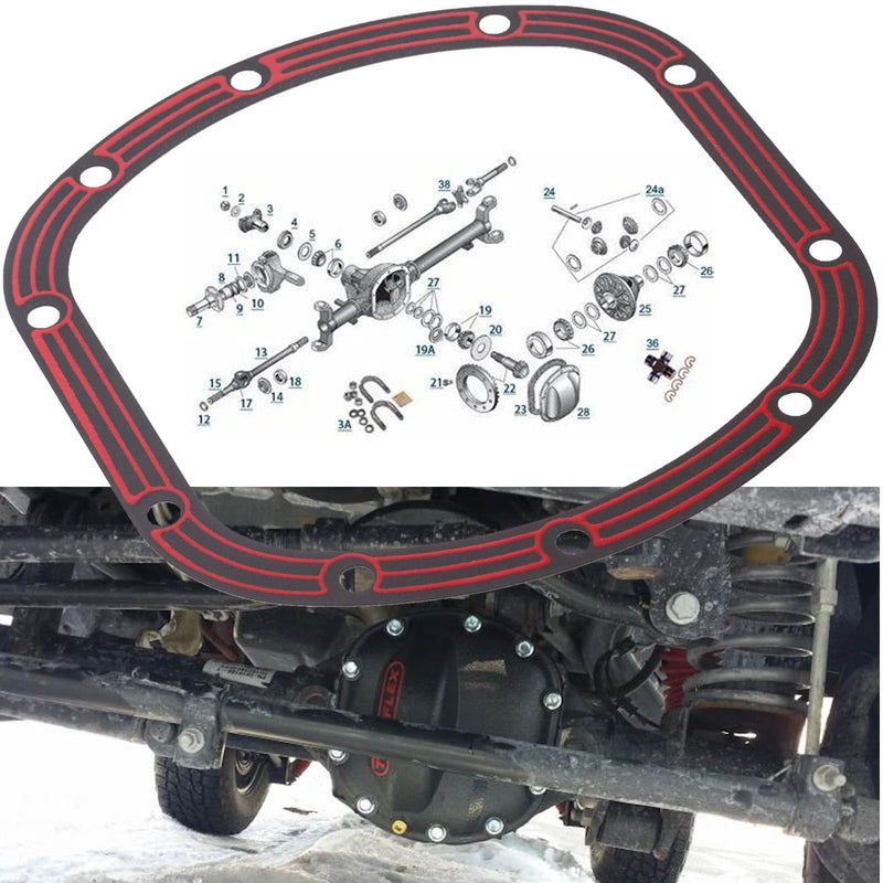 D030 Differential Cover Gasket Fit for Dana 25/27/30 Steel core Rubber coated Fit JEEP FORD Front Axle Dana 30 DCG-D030