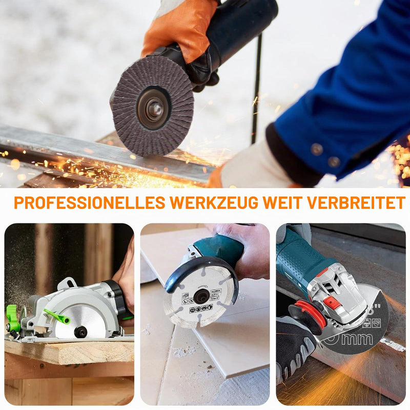 Set of 23 Cutting Discs and Flap Discs 75 mm, Angle Grinder Accessories with HSS Circular Saw Blades, Carbide Cutting Disc, Diameter 10 mm Bore, Grinding Cutting Polishing Metal Wood Plastic