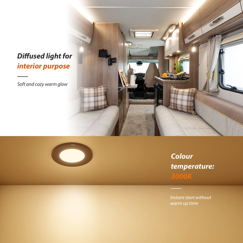 Dream lighting RV Lights Interior - Low Voltage Under Cabinet Lighting - 3000K Warm White RV Boat Interior Light Fixture - 2W 100 lumens Black Puck Light, 2.7inch, Pack of 6 Pack 6