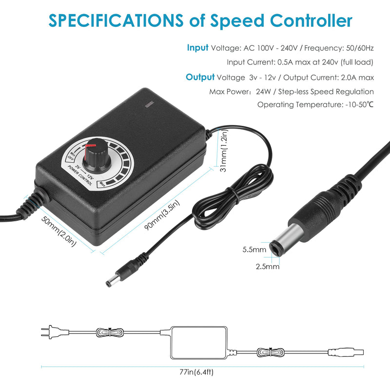 120mm AC Powered Fan with Vriable Speed Controller, AC 110V to 220V Vriable Speed Fan for Receiver Amplifier DVR PlayStation Component Cooling QYN1225BSP