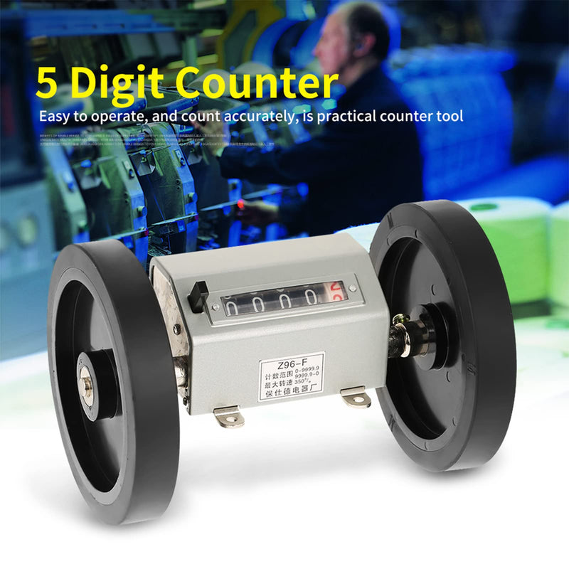 Rope Cable Length Counter De Longitud Con Rueda Metal 1Pc Rolling Wheel 5 Digits 0 9999.9 Length Counter Speed 350Rpm Grey Reset