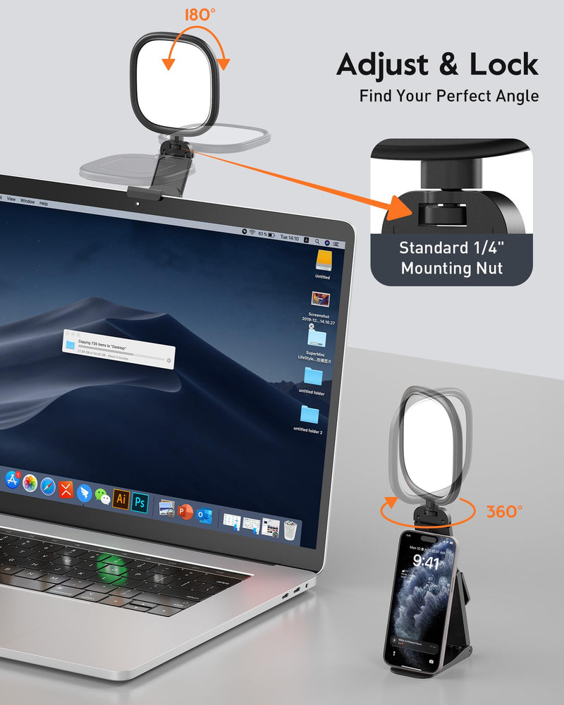 Ring Light for Desk, Laptop, Monitor & Phone – Soft Eye-Caring Webcam Light with 84 LEDs, 50 Modes, CRI 97.8+ for Zoom, Streaming, Video Calls, Remote Work – USB-Powered Selfie Light