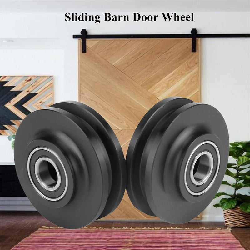 4Pcs Sliding Barn Door Wheel Heavy Duty Cabinet Window Pulley Roller Hardware Smoothy Quiet Sliding Door Track Perfect for DIY Barn Door 4 Pieces