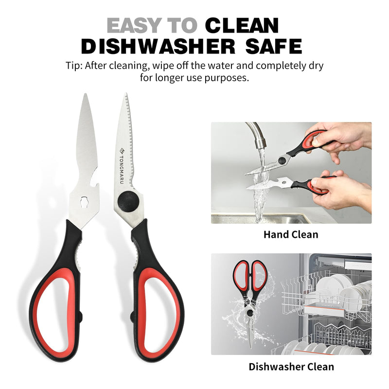 Kitchen Cooking Shears Heavy Duty Kitchen Scissor with, Detachable, All Purpose Scissors, Dishwasher Safe Scissors, Serrated Blades, Nutcracker and Bottle Opener function included (2 Pack) 2