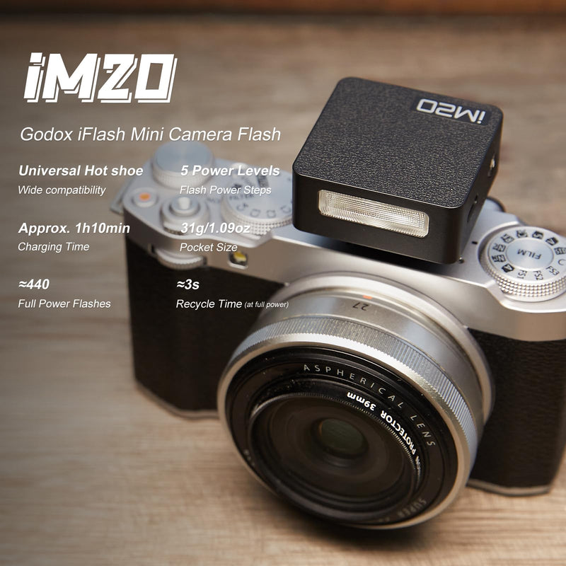 Godox iM20 Mini Flash 5 Power Levels 440 Full-Power IM 20 Small Camera Flashes Speedlite for Canon/Fuji/Sony zve10/Sony zv1/Nikon/Panasonic Olympus Pentax/3S Recycle (Godox iM20 Flash) IM20 Black