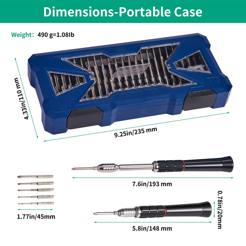 Precision Screwdriver Set,Premium Ergonomic Screwdriver with 55 High Strength Magnetic Screw Driver Bits for Computer Watches Jewelers and other Small Electronics Repair. 55 in 1