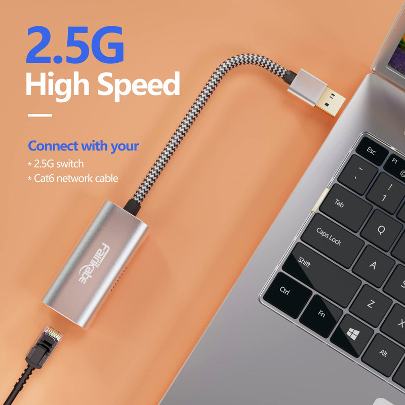2.5G USB to Ethernet Adapter - USB 3.0 to RJ45 Gigabit LAN Adapter for Xbox 360, Laptop, Computer, Mac, Chromebook, Microsoft Surface