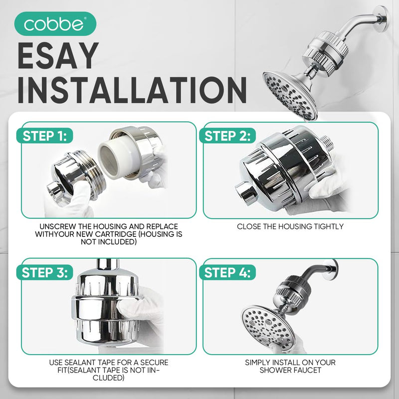 Cobbe HD HEAVY DUTY High Output Shower Filter 2 Pack – 99% REMOVAL Shower Head Filter for Hard Water, Heavy Metals, Chlorine and Harmful Substance, Improve your skin and hair - Chrome Shower Filter X 2 1. Chrome X 2