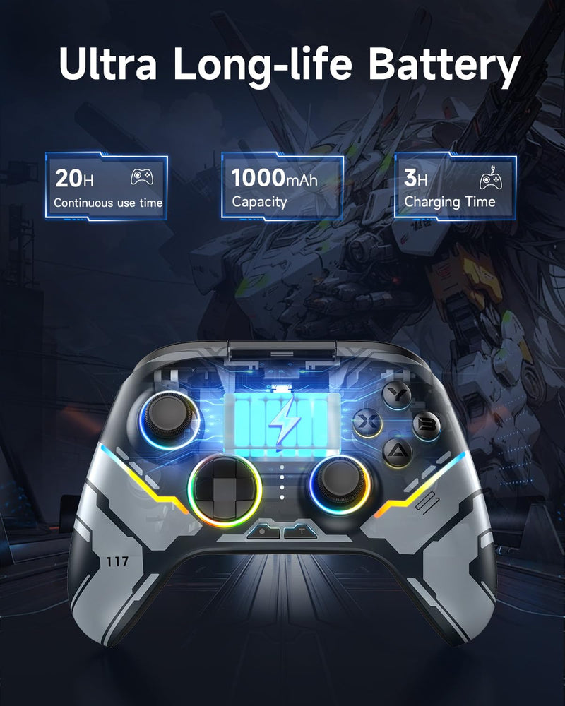 EasySMX X15 PC Controller - Enhanced Wireless Bluetooth Controller with Hall Joysticks/Hall Triggers/RGB Lighting - No Stick Drift, No Dead Zone - Work for Windows PC, Android, Steam and Switch black
