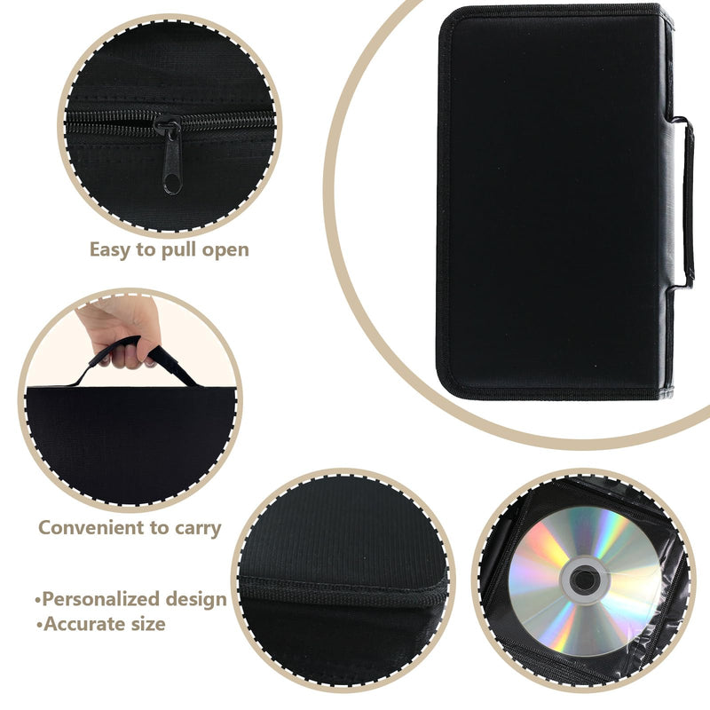 DVD Case CD Storage,128 Capacity CD Cases Holder DVD Storage Case Holders CD DVD Disc Case Storage Wallet Binder for Car Home Office Travel (128 Black) 128 Black