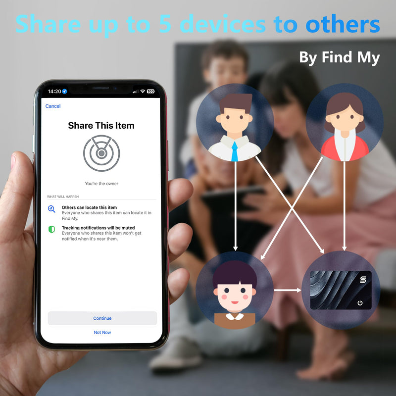 Wallet Tracker Wireless Recharging IP68 Thin Item Finder Card Luggage Located Bluetooth Works with Apple Find My APP & Network (iOS Only) Black Elite Slim