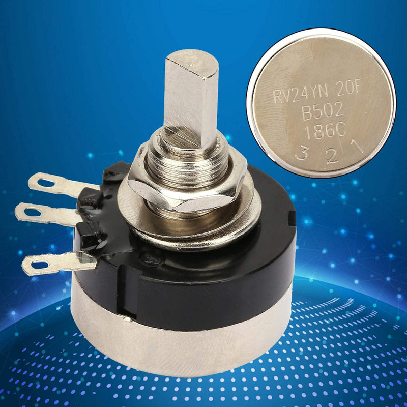 Potentiometer 5k, B502 B5k, 2W power Easy installation Lightweight for normal resistance tolerance of ±5 (%)