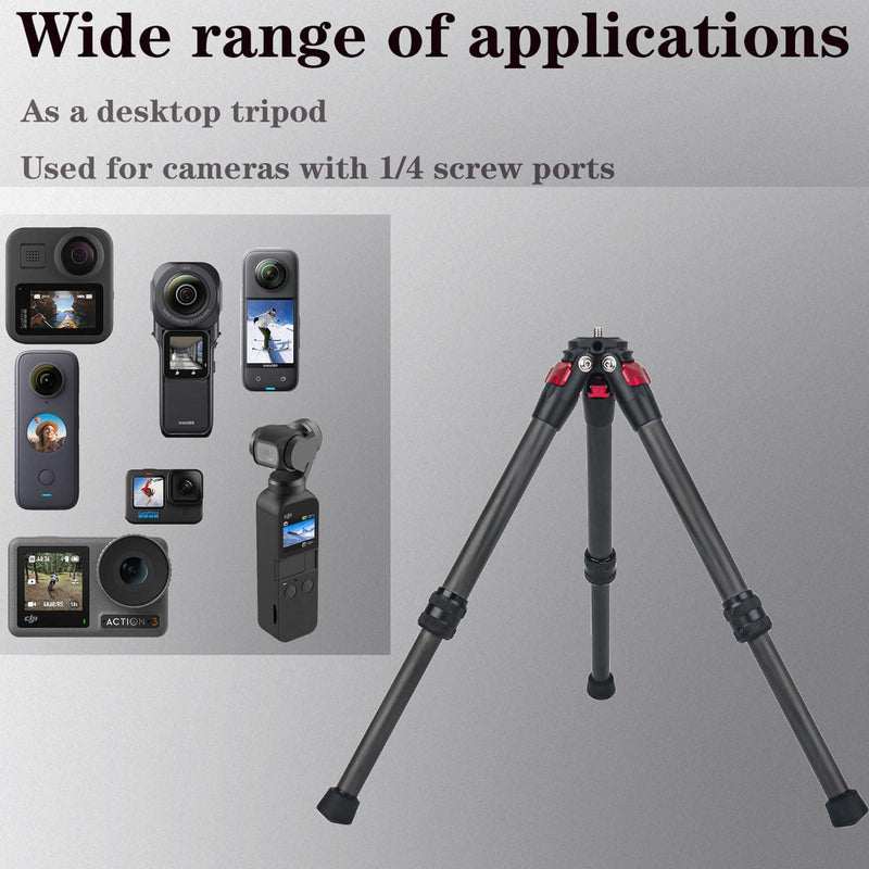 Universal Carbon Fiber Mini Tripod for Gopro 11 9 8 Osmo Mobile/Gimbal Handle Grip Stabilizer/Smooth 4/Crane 2/Vimble 2/Ronin-S insta360 Insta 360 Accessories (red) Red