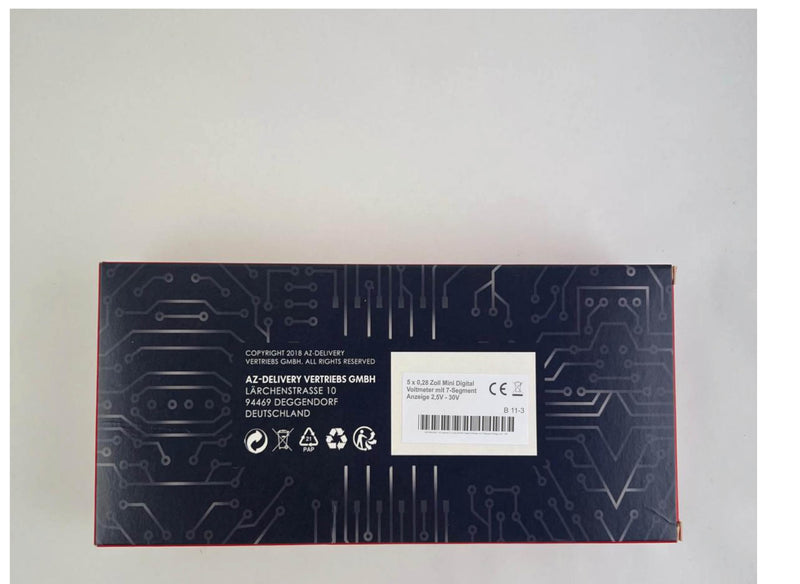 AZDelivery 5 x 0.28 inch mini digital voltmeter with 7-segment LED display 2.5V - 30V, voltage display, voltage measuring module including e-book!