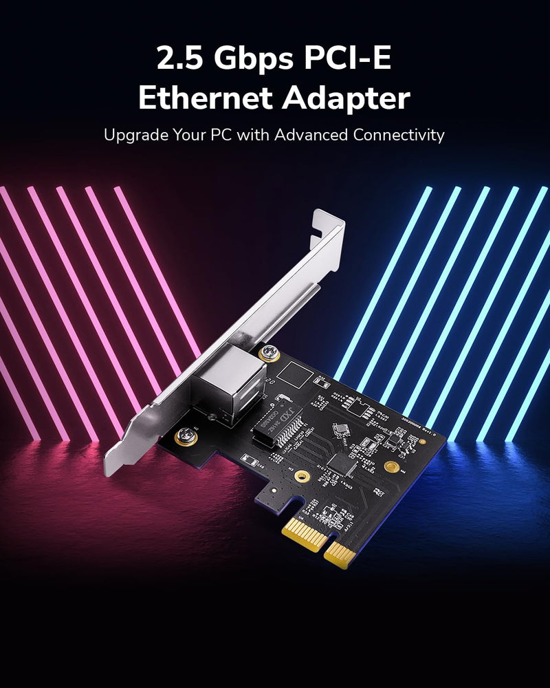Cudy 2.5Gbps PCI Express Network Adapter, 2.5GBase-T PCIe Card, RTL8125 NIC, Wake on LAN, Flow Control, Low Profile Bracket, Windows 11/10 /8/8.1/7, Windows Server 2012, 2008, Linux PE25
