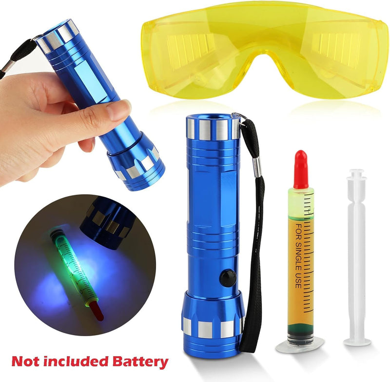 Auto Air Conditioner Leak Detector Kit, Fluorescent Protective Glasses Air Conditioning Accurate Leak Detector Kit Tools, Car Accessories Replacement, Eco Friendly UV Dy