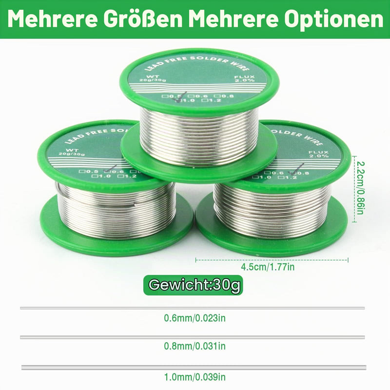3 Rolls Solder 0.6 mm/0.8 mm/1.0 mm Soldering Wire Electronic, Solder Wire with Rosin Core, Lead-Free Rosin Core for Electric Soldering Repairs DIY