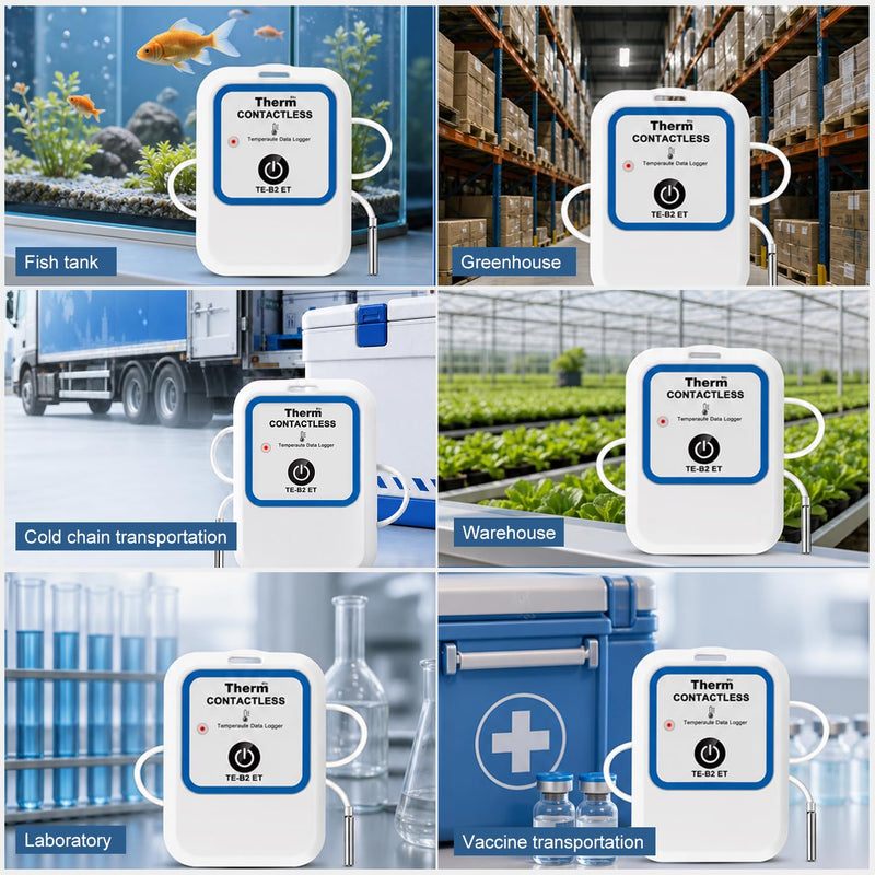 ThermElc TE-B2 ET External Temperature Logger, Waterproof Steel Temperature Sensor, App-Based Data Acquisition and Cross-Device Charts for Terrariums, Aquariums, Museums and Greenhouses