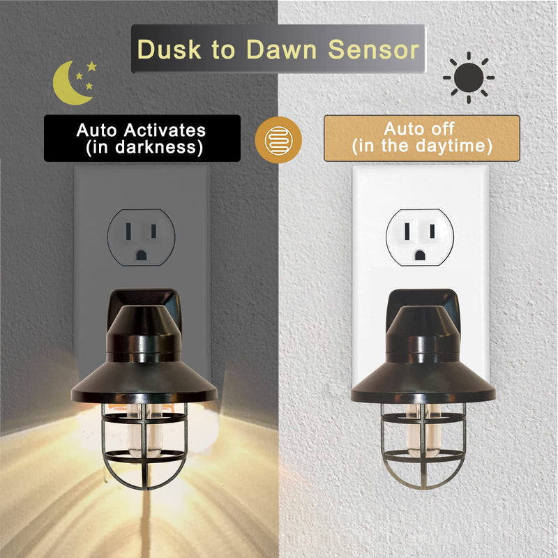 ETL Night Lights Plug Into Wall with Dusk to Dawn, Night Light Plug in Rustic Farmhouse Night Light 2700K,for Kitchen, Hallway, Warm-farmhouse 4 Pack