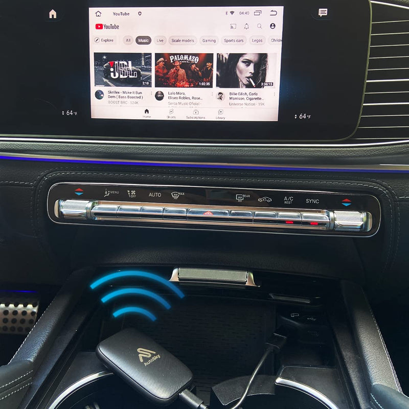 AutoSky Wireless CarPlay and Android Auto AI Box Lite for Factory Wired CarPlay Cars - Supports Netflix and YouTube - Go Wireless CarPlay and Android Auto. Wired CarPlay Required
