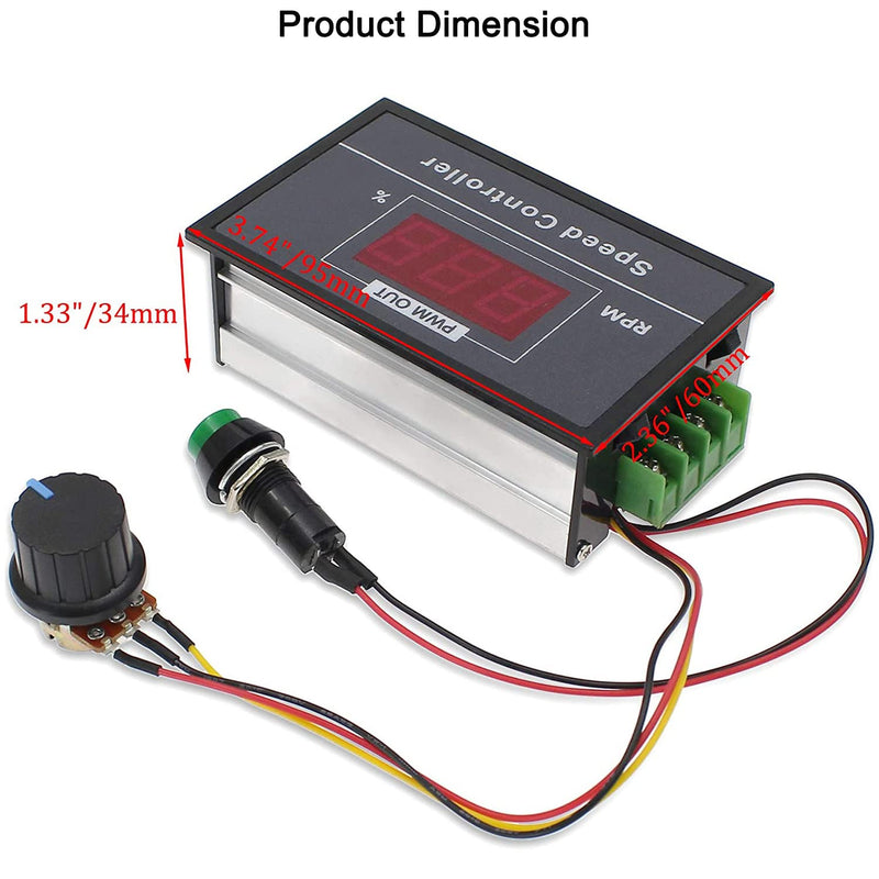 Greluma 1PC DC 6-60V 12V 24V 36V 48V 30A Adjustable PWM Motor Speed Controller Digital Display DC Motor Control Regulator with Start Stop Switch DC motor speed controller 2-1